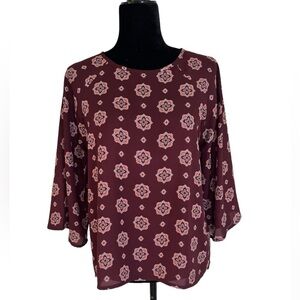𝅺Papermoon Larie Crew Neck Blouse - Maroon - Size Small